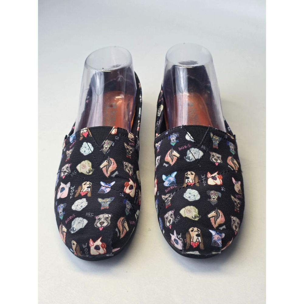 BOBS by Skechers Women's Shoes Size 8.5 Black Canvas Slip On Dogs Ballets‎ - Picture 5 of 11